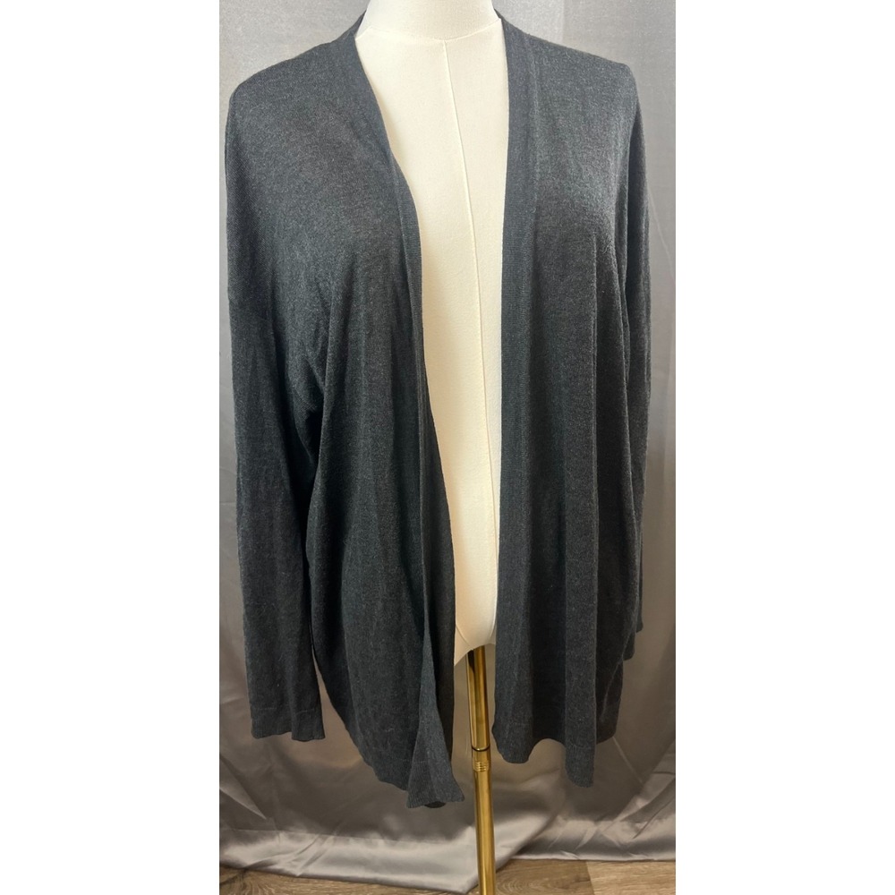 H&M Basics Dark Gray Open Front Cardigan Sweater Womens Medium
